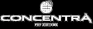 Concentra Pay Systems logo featuring a globe icon with grid pattern and company name on black background