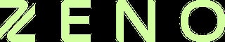ZENO text logo in light green with black background